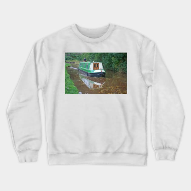 Narrowboat, Monmouthshire & Brecon Canal, October 2021 Crewneck Sweatshirt by RedHillDigital